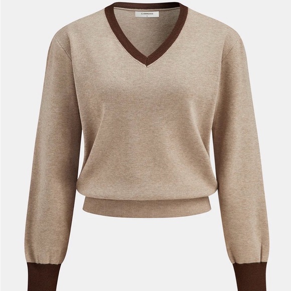 Commence Contrast Trim Knit Top and Midi Skirt Set - Picture 4 of 9